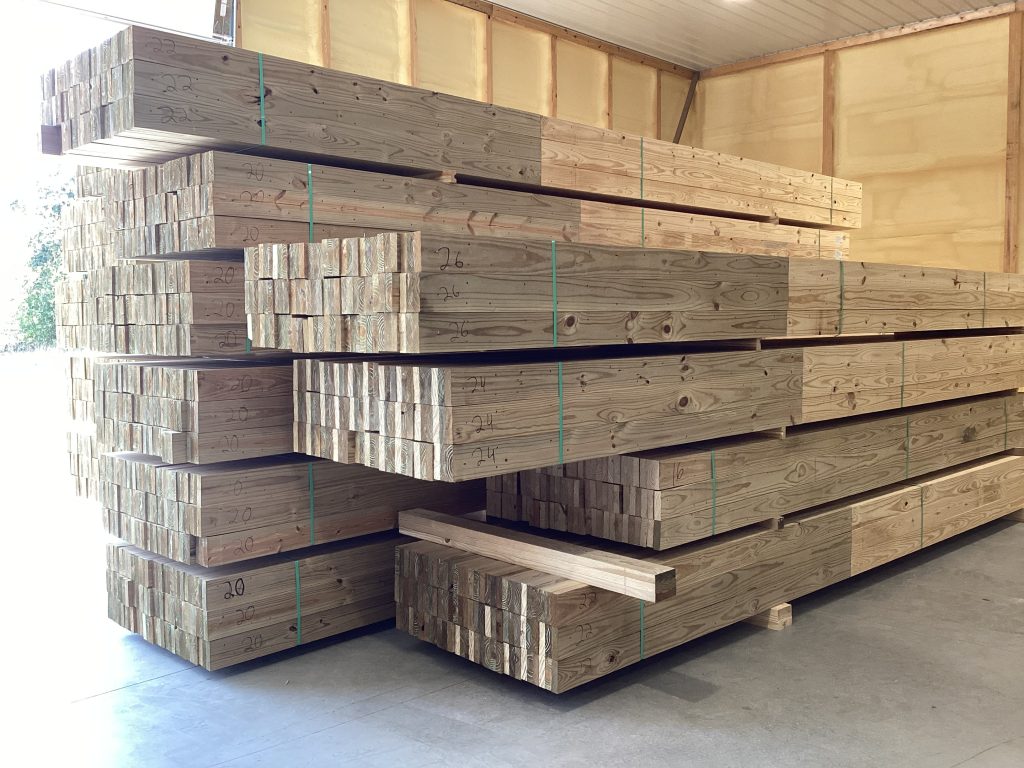 Stack of columns ready to be shipped